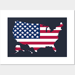 U.S.A. Flag Map Posters and Art